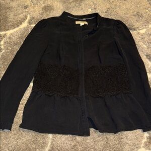 100% Silk Burberry lace Black Women's Top